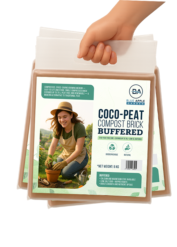 15kg Buffered Coco Peat Brick (Pack of 3 x 5kg) • Compressed • 3 Bricks Expands to up to 225L